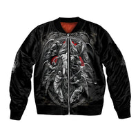 Skull Sleeve Zip Bomber Jacket Ethereal Reapers Skull-Faced Death Angels - Wonder Print Shop