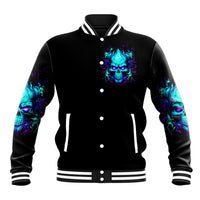 Flame Skull Baseball Jacket I'm Never Alone My Demons With Me 24/7 - Wonder Print Shop