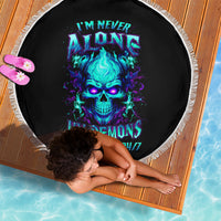 Flame Skull Beach Blanket I'm Never Alone My Demons With Me 24/7 - Wonder Print Shop