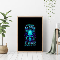 Flame Skull Canvas Wall Art I'm Never Alone My Demons With Me 24/7 - Wonder Print Shop