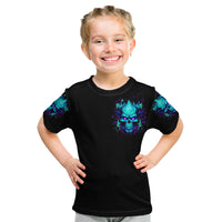 Flame Skull Kid T Shirt I'm Never Alone My Demons With Me 24/7 - Wonder Print Shop