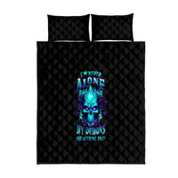 Flame Skull Quilt Bed Set I'm Never Alone My Demons With Me 24/7 - Wonder Print Shop