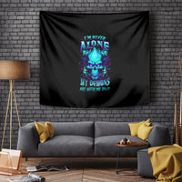 Flame Skull Tapestry I'm Never Alone My Demons With Me 24/7 - Wonder Print Shop