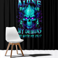 Flame Skull Window Curtain I'm Never Alone My Demons With Me 24/7 - Wonder Print Shop