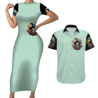 Witch Skull Couples Matching Short Sleeve Bodycon Dress and Hawaiian Shirt Buckle Up Buttercup You Just FLipped My Witch Switch - Wonder Print Shop