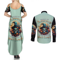 Witch Skull Couples Matching Summer Maxi Dress and Long Sleeve Button Shirts Buckle Up Buttercup You Just FLipped My Witch Switch - Wonder Print Shop