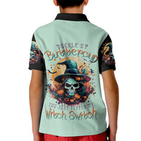Witch Skull Kid Polo Shirt Buckle Up Buttercup You Just FLipped My Witch Switch - Wonder Print Shop