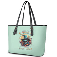 Witch Skull Leather Tote Bag Buckle Up Buttercup You Just FLipped My Witch Switch - Wonder Print Shop