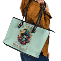 Witch Skull Leather Tote Bag Buckle Up Buttercup You Just FLipped My Witch Switch - Wonder Print Shop