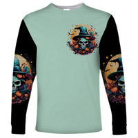 Witch Skull Long Sleeve Shirt Buckle Up Buttercup You Just FLipped My Witch Switch - Wonder Print Shop