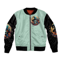 Witch Skull Sleeve Zip Bomber Jacket Buckle Up Buttercup You Just FLipped My Witch Switch - Wonder Print Shop