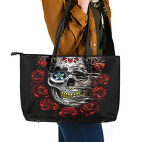 Dia De Muertos Leather Tote Bag Day Of The Death Rose Skull - Wonder Print Shop