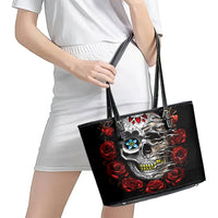 Dia De Muertos Leather Tote Bag Day Of The Death Rose Skull - Wonder Print Shop