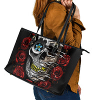 Dia De Muertos Leather Tote Bag Day Of The Death Rose Skull - Wonder Print Shop