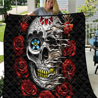Dia De Muertos Quilt Day Of The Death Rose Skull - Wonder Print Shop