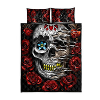 Dia De Muertos Quilt Bed Set Day Of The Death Rose Skull - Wonder Print Shop