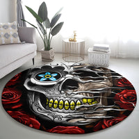 Dia De Muertos Round Carpet Day Of The Death Rose Skull DT01