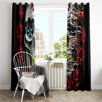 Dia De Muertos Window Curtain Day Of The Death Rose Skull - Wonder Print Shop