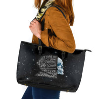 Sad Skull Leather Tote Bag Don't Ever Try To Judge Me Dude - Wonder Print Shop