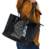 Sad Skull Leather Tote Bag Don't Ever Try To Judge Me Dude - Wonder Print Shop