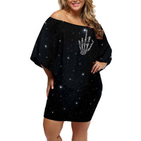 Sad Skull Off Shoulder Short Dress Don't Ever Try To Judge Me Dude - Wonder Print Shop