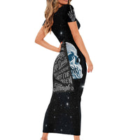 Sad Skull Short Sleeve Bodycon Dress Don't Ever Try To Judge Me Dude - Wonder Print Shop