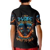 Double Fire Skull Kid Polo Shirt I Have 3 Side Quite Funny And The Side You Never Want To See - Wonder Print Shop