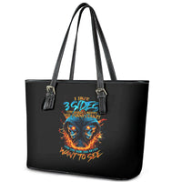 Double Fire Skull Leather Tote Bag I Have 3 Side Quite Funny And The Side You Never Want To See - Wonder Print Shop