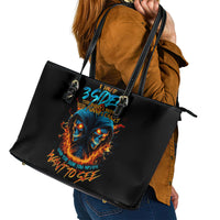 Double Fire Skull Leather Tote Bag I Have 3 Side Quite Funny And The Side You Never Want To See - Wonder Print Shop