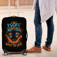 Double Fire Skull Luggage Cover I Have 3 Side Quite Funny And The Side You Never Want To See - Wonder Print Shop