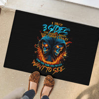 Double Fire Skull Rubber Doormat I Have 3 Side Quite Funny And The Side You Never Want To See - Wonder Print Shop