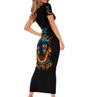 Double Fire Skull Short Sleeve Bodycon Dress I Have 3 Side Quite Funny And The Side You Never Want To See - Wonder Print Shop
