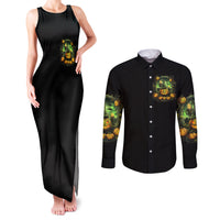 Pumpkin Skull Couples Matching Tank Maxi Dress and Long Sleeve Button Shirts Drink Up Witches - Wonder Print Shop