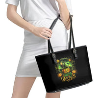 Pumpkin Skull Leather Tote Bag Drink Up Witches - Wonder Print Shop