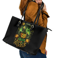 Pumpkin Skull Leather Tote Bag Drink Up Witches - Wonder Print Shop