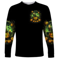 Pumpkin Skull Long Sleeve Shirt Drink Up Witches - Wonder Print Shop