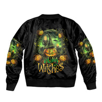 Pumpkin Skull Sleeve Zip Bomber Jacket Drink Up Witches - Wonder Print Shop