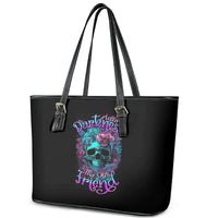 Flower Skull Leather Tote Bag Hello Darkness My Old Friend - Wonder Print Shop