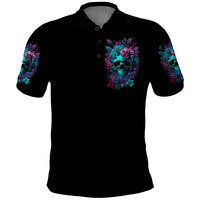 Flower Skull Polo Shirt Hello Darkness My Old Friend - Wonder Print Shop