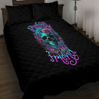 Flower Skull Quilt Bed Set Hello Darkness My Old Friend - Wonder Print Shop