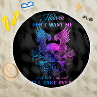 Wings Skull Beach Blanket Heaven Don't Want Me Hell Afraid I Take Over - Wonder Print Shop