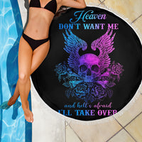 Wings Skull Beach Blanket Heaven Don't Want Me Hell Afraid I Take Over - Wonder Print Shop
