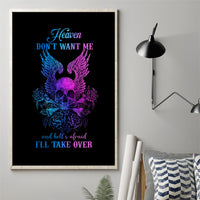 Wings Skull Canvas Wall Art Heaven Don't Want Me Hell Afraid I Take Over - Wonder Print Shop