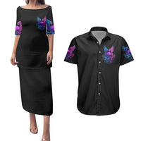Wings Skull Couples Matching Puletasi Dress and Hawaiian Shirt Heaven Don't Want Me Hell Afraid I Take Over - Wonder Print Shop