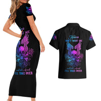 Wings Skull Couples Matching Short Sleeve Bodycon Dress and Hawaiian Shirt Heaven Don't Want Me Hell Afraid I Take Over - Wonder Print Shop