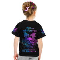 Wings Skull Kid T Shirt Heaven Don't Want Me Hell Afraid I Take Over - Wonder Print Shop