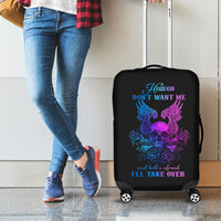 Wings Skull Luggage Cover Heaven Don't Want Me Hell Afraid I Take Over - Wonder Print Shop