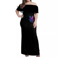 Wings Skull Off Shoulder Maxi Dress Heaven Don't Want Me Hell Afraid I Take Over - Wonder Print Shop