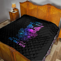 Wings Skull Quilt Heaven Don't Want Me Hell Afraid I Take Over - Wonder Print Shop