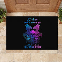 Wings Skull Rubber Doormat Heaven Don't Want Me Hell Afraid I Take Over - Wonder Print Shop